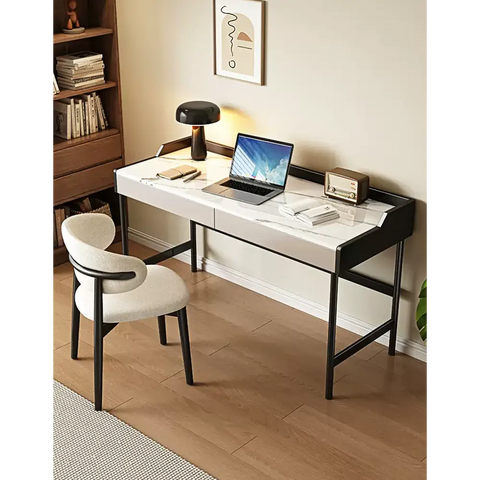 Zuriel Office Desk White Sintered Stone