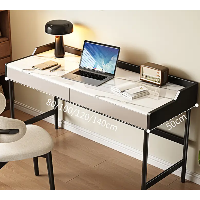 Zuriel Office Desk White Sintered Stone