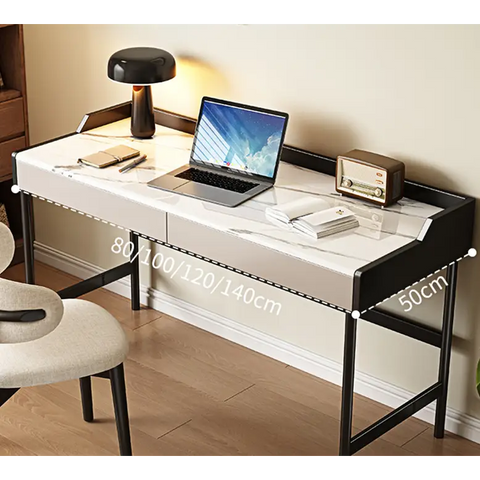 Zuriel Office Desk White Sintered Stone