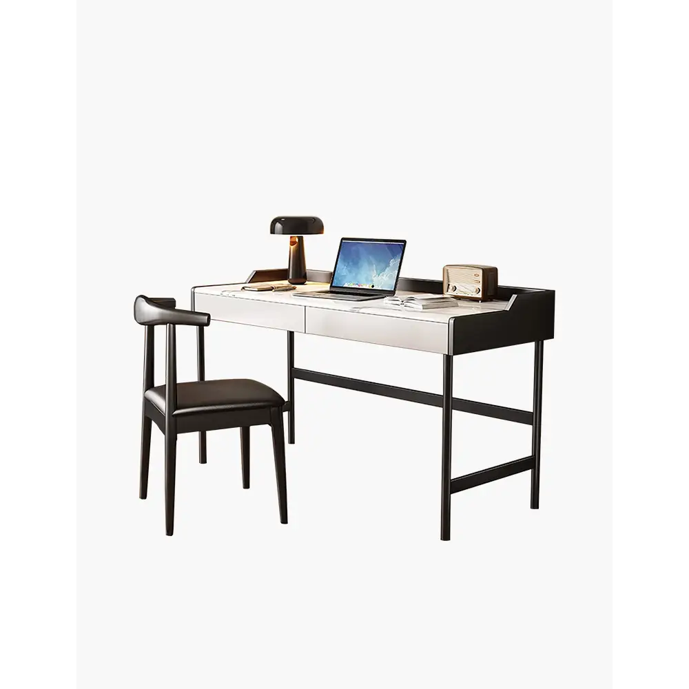 Zuriel Office Desk White Sintered Stone