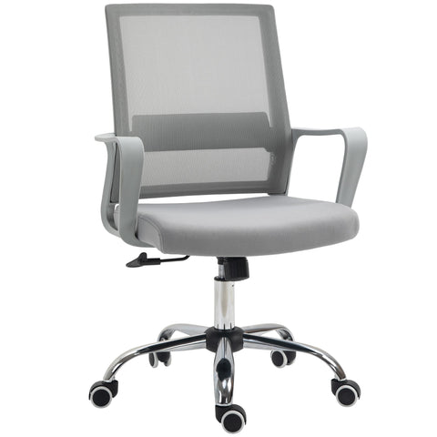 Vinsetto Ergonomic Desk Chair Mesh Office Chair with Adjustable Height Armrest and 360\'c2\'b0 Swivel Castor Wheels Grey